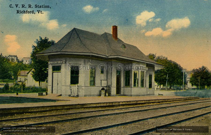 Postcard: Central Vermont Railroad Station, Richford, Vermont